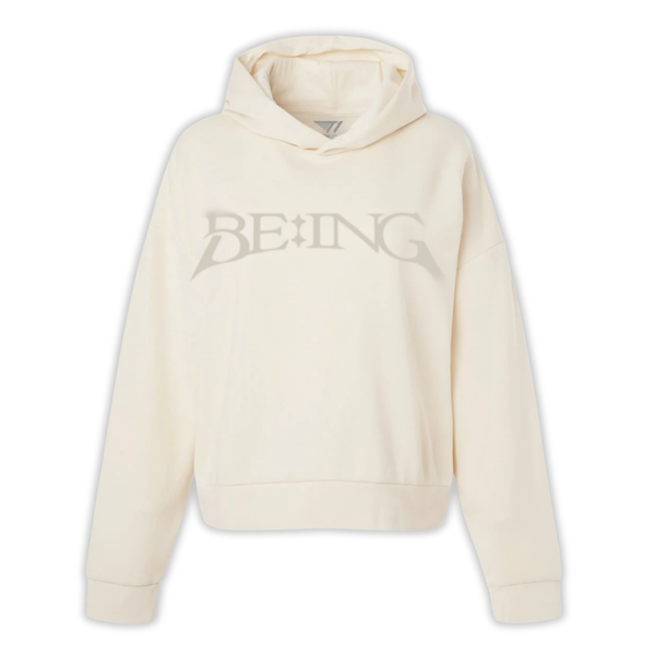 T1 BE:ING Cropped Hoodie - Cream