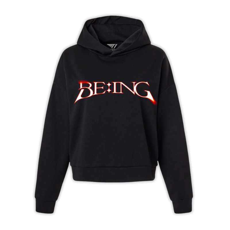 T1 BE:ING Cropped Hoodie - Black