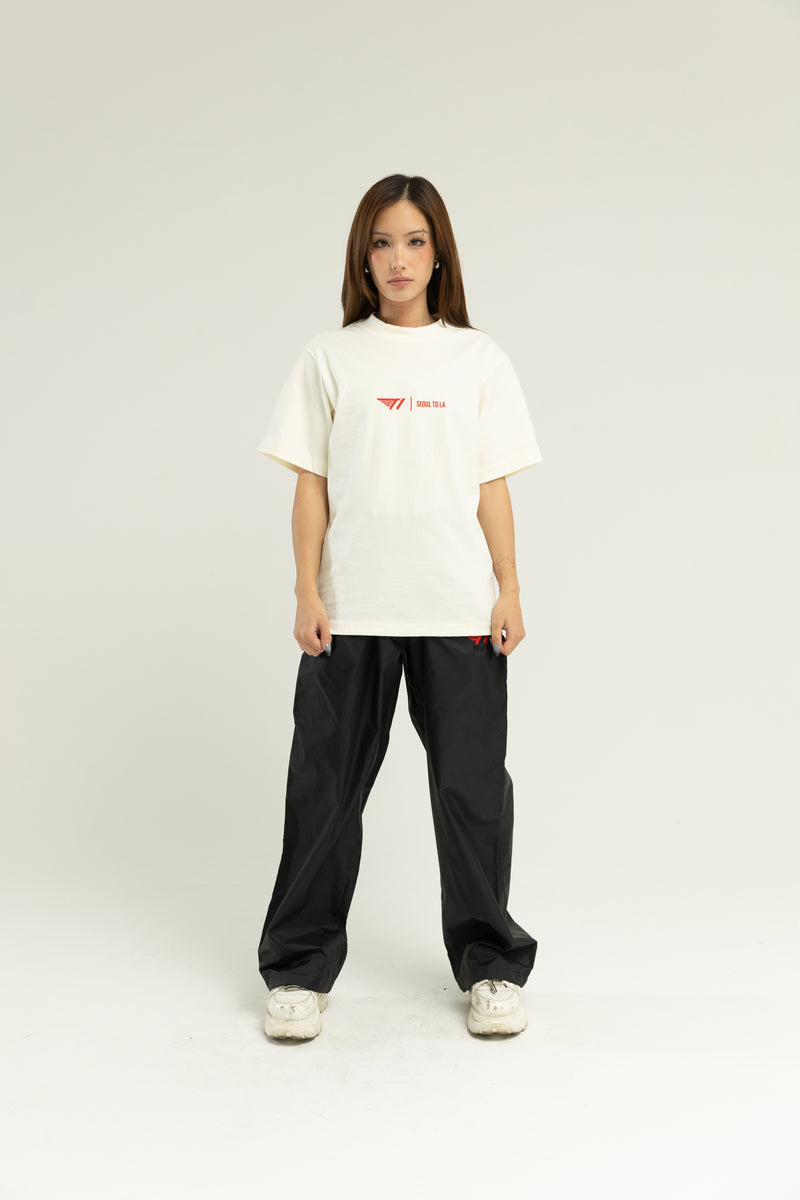 T1 Seoul to LA Cropped T-Shirt - Cream