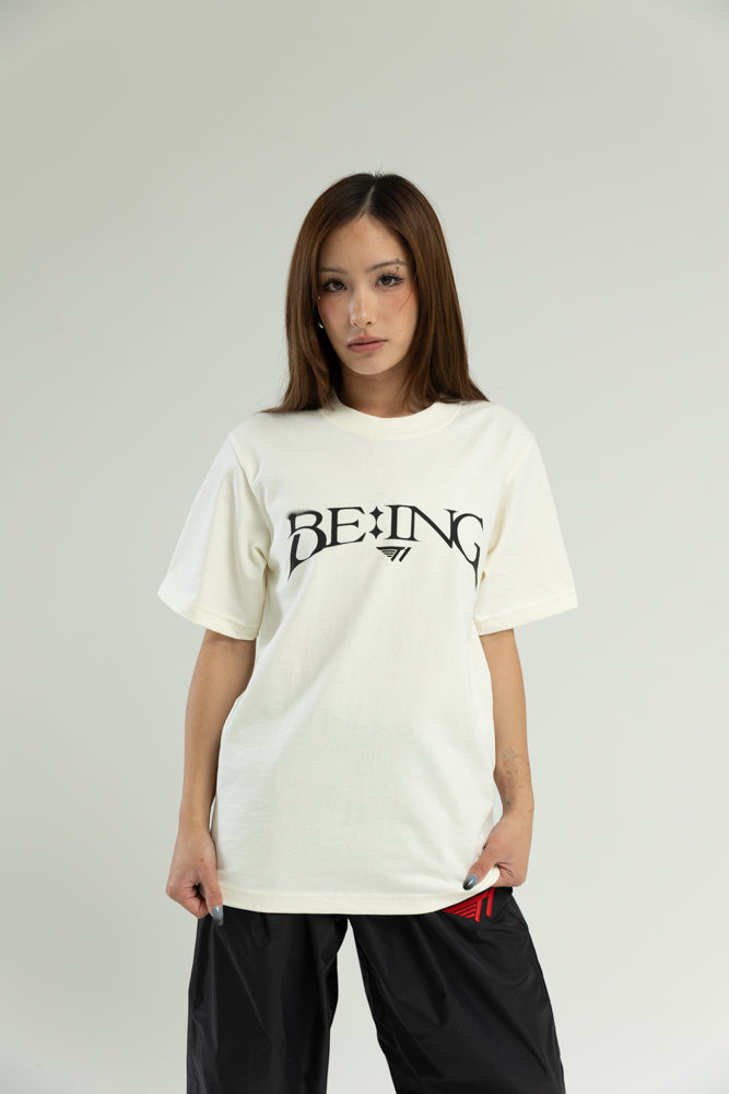 T1 BE:ING Cropped T-Shirt - Cream
