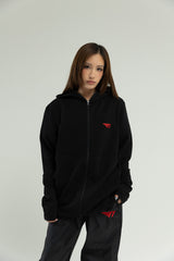 T1 BE:ING Oversized Zip Up Jacket - Black