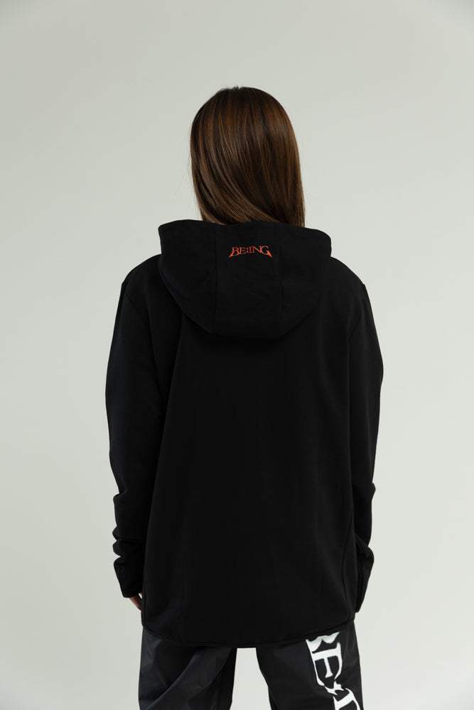 T1 BE:ING Oversized Zip Up Jacket - Black