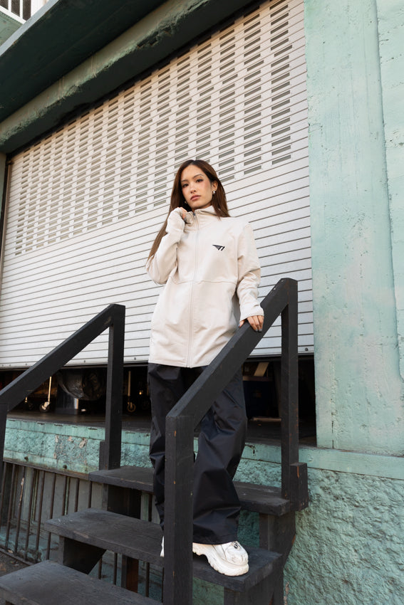 T1 BE:ING Oversized Zip Up Jacket - Smoke