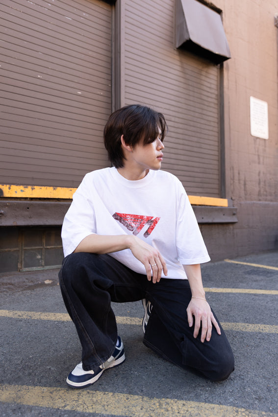 T1 3D Drop Shoulder T-Shirt- White