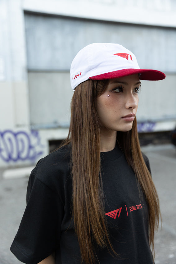 T1 Five-Time Champions Corduroy Cap White/Red – T1 Shop