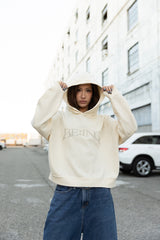 T1 BE:ING Cropped Hoodie - Cream