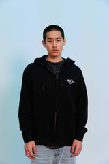 Pearl Flower Zip up Hoodie - Black
