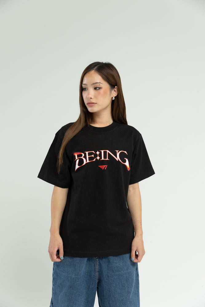 T1 BE:ING Cropped T-Shirt - Black