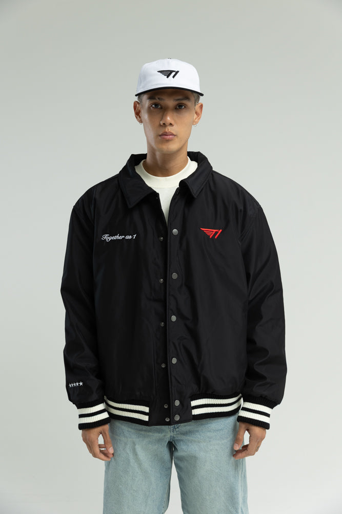 T1 Together As 1 Varsity Jacket- Black