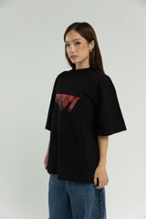 T1 3D Drop Shoulder T-Shirt- Black