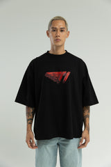 T1 3D Drop Shoulder T-Shirt- Black