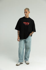 T1 3D Drop Shoulder T-Shirt- Black
