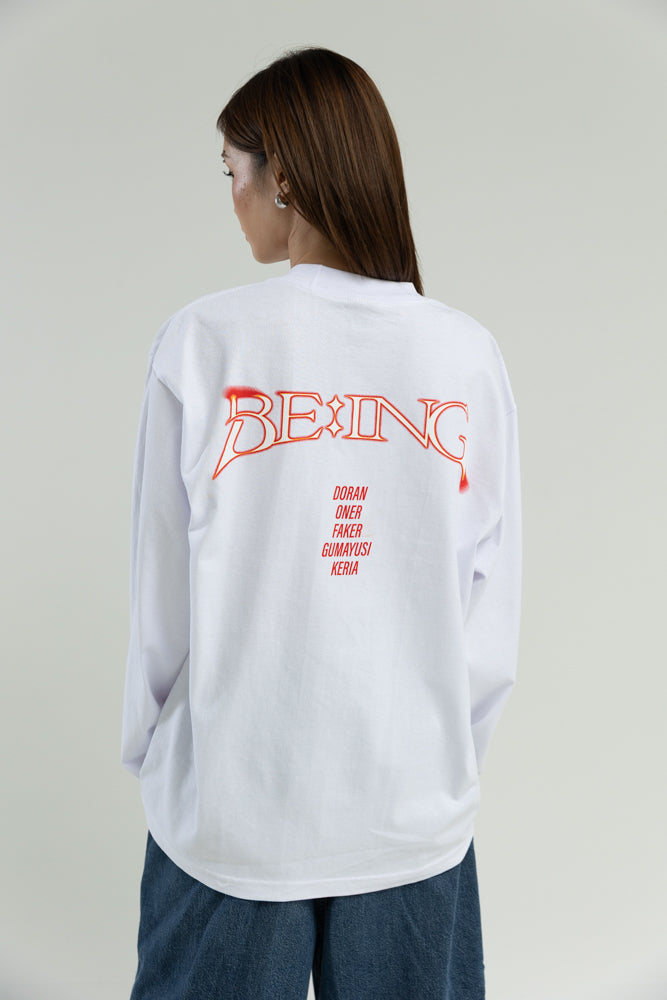 T1 BE:ING Oversized Long Sleeve - White
