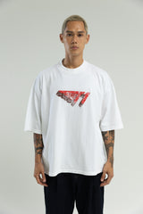 T1 3D Drop Shoulder T-Shirt- White