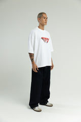 T1 3D Drop Shoulder T-Shirt- White