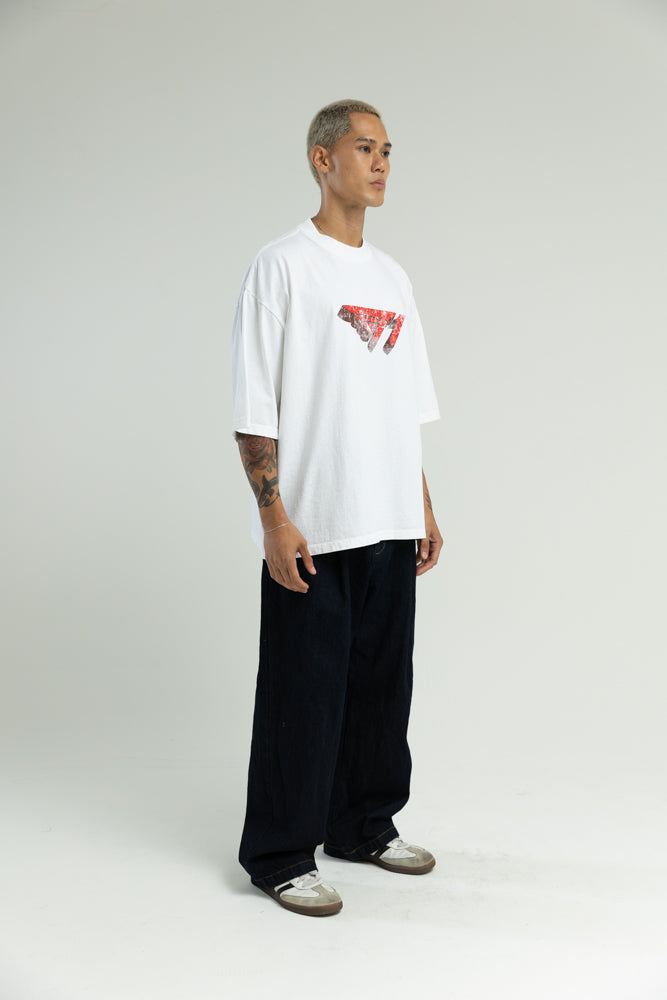 T1 3D Drop Shoulder T-Shirt- White