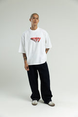 T1 3D Drop Shoulder T-Shirt- White
