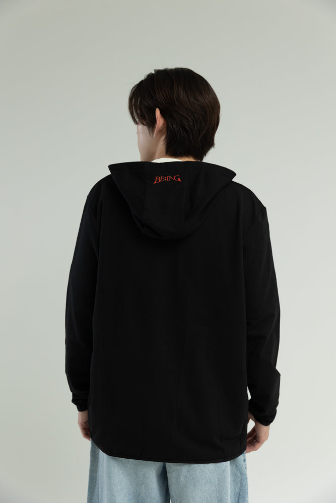 T1 BE:ING Oversized Zip Up Jacket - Black