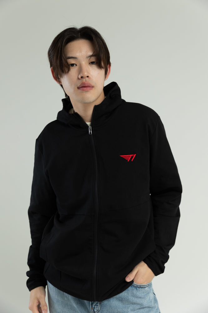 T1 BE:ING Oversized Zip Up Jacket - Black
