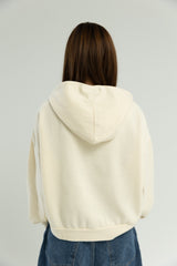 T1 BE:ING Cropped Hoodie - Cream