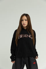 T1 BE:ING Cropped Hoodie - Black