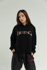 T1 BE:ING Cropped Hoodie - Black