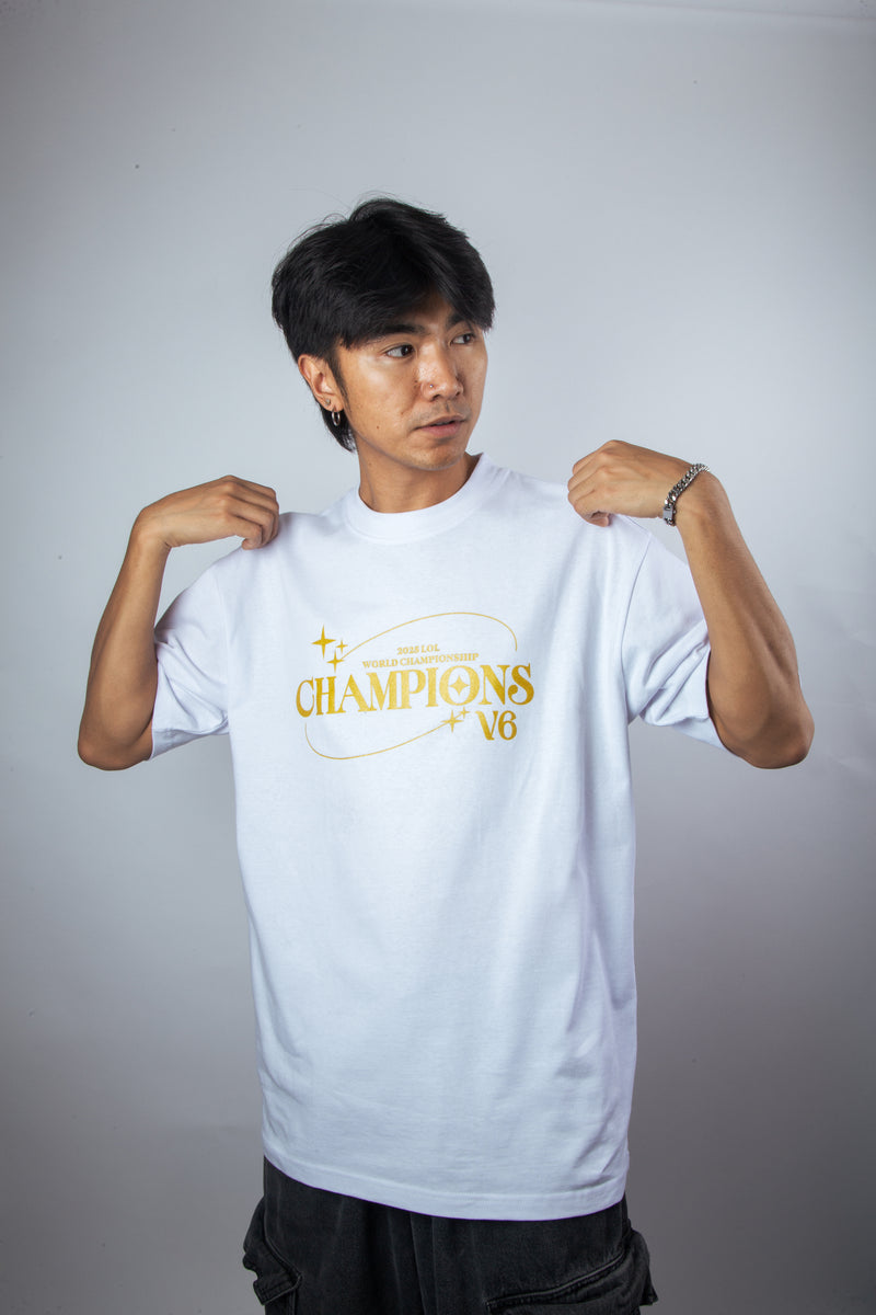 T1 2025 World Champions V6 T-shirt - White