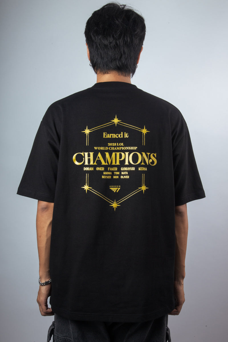 T1 2025 World Champions V6 T-shirt - Black