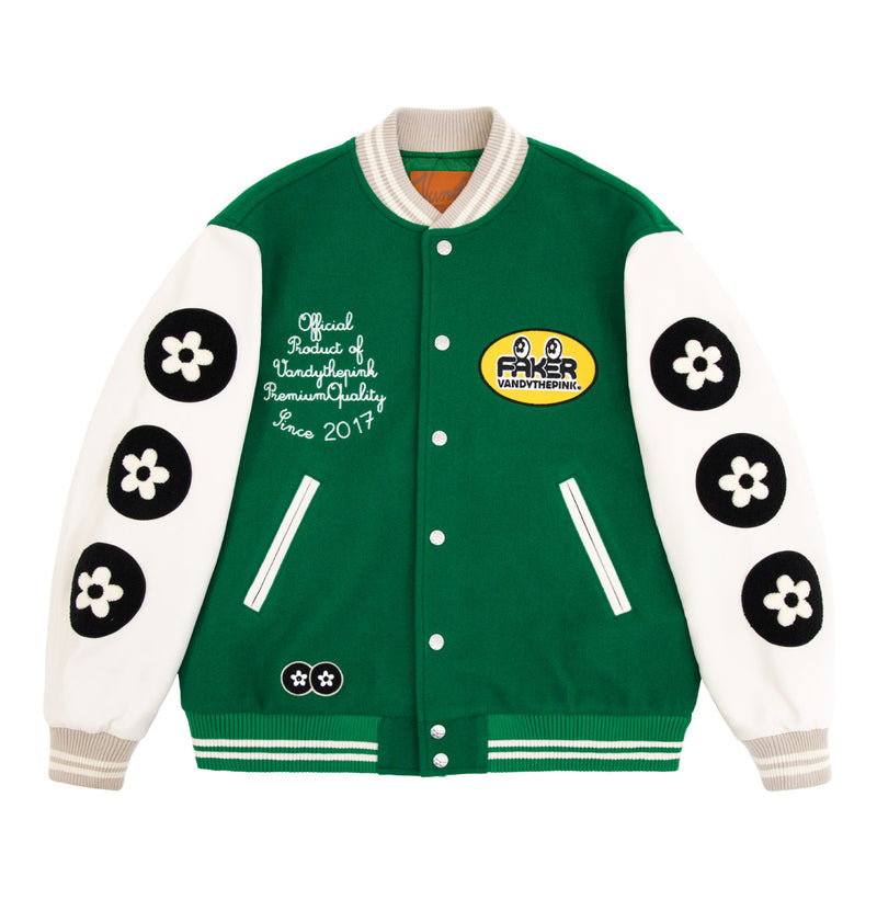 [FAKER X VANDYTHEPINK] Varsity Jacket - Green