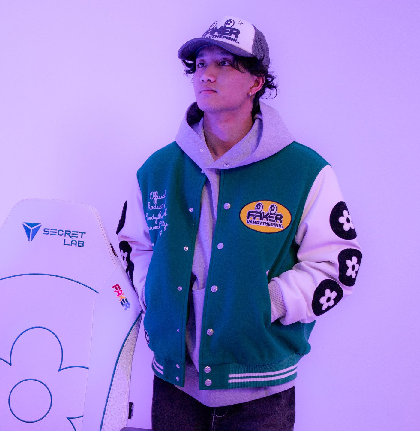 FAKER X VANDYTHEPINK] Varsity Jacket - Green – T1 Shop
