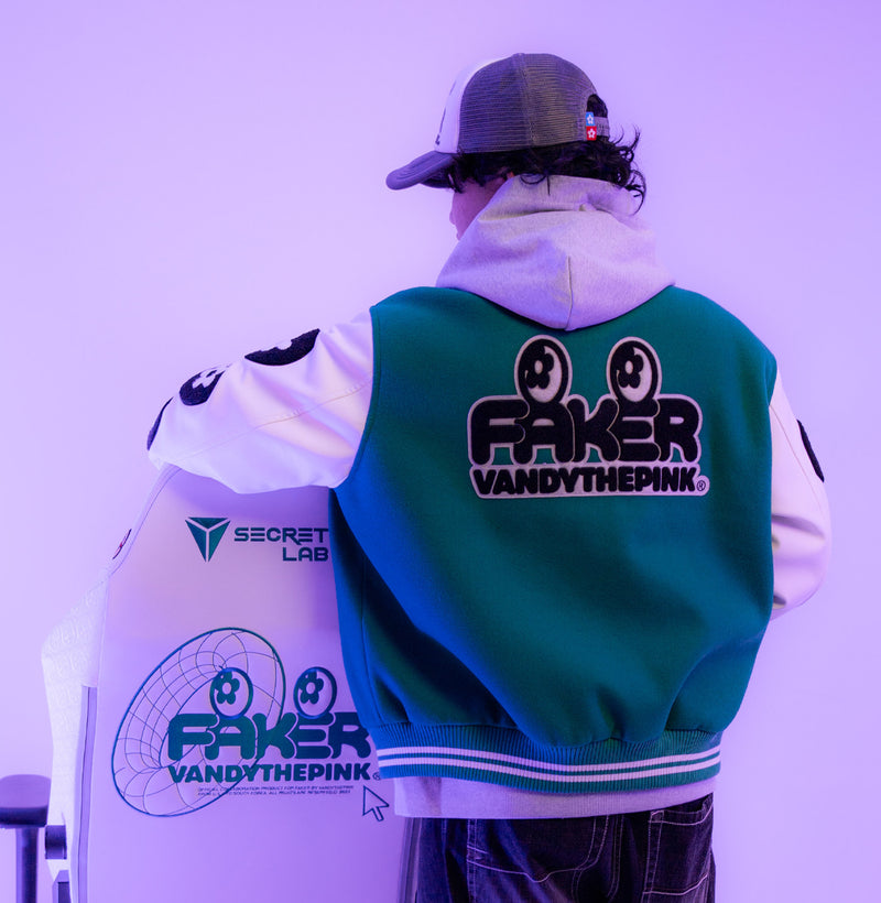 [FAKER X VANDYTHEPINK] Varsity Jacket - Green