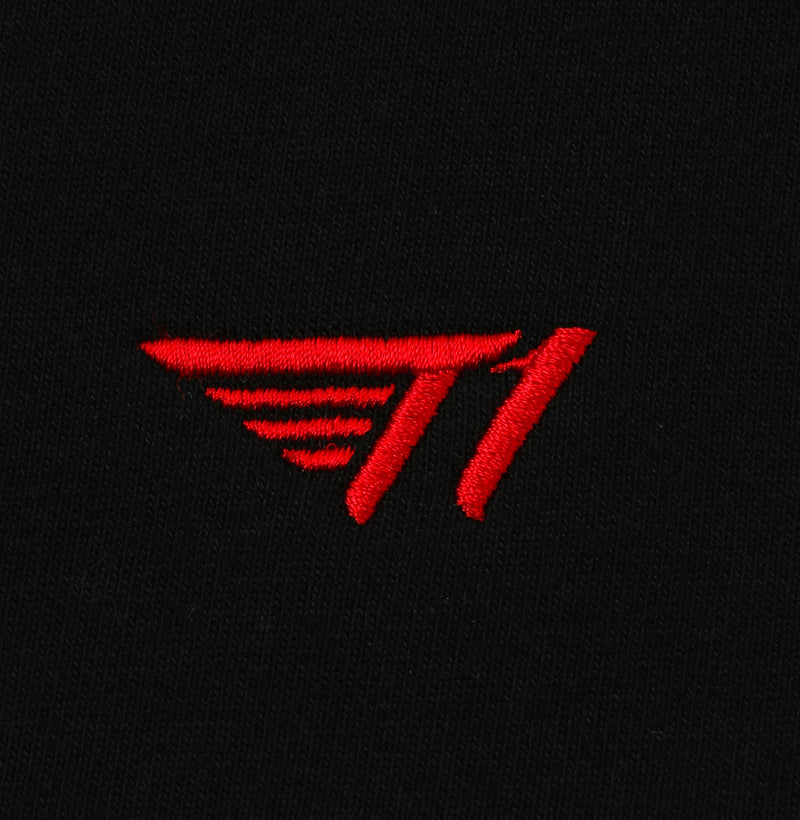 T1 Logo Zip-Up Hoodie - Black