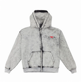 CHECKERS ZIP UP HOODIE CEMENT