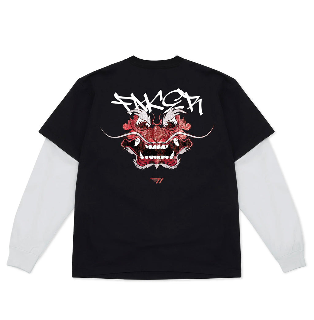 Faker Demon Long Sleeve - Black on White – T1 Shop