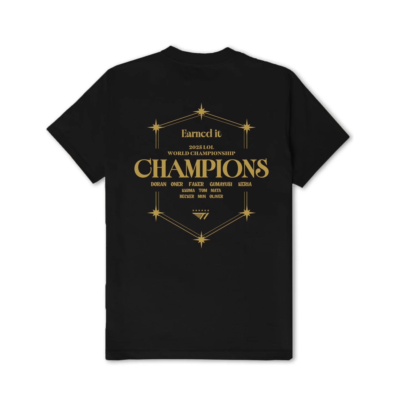 T1 2025 World Champions V6 T-shirt - Black – T1 Shop