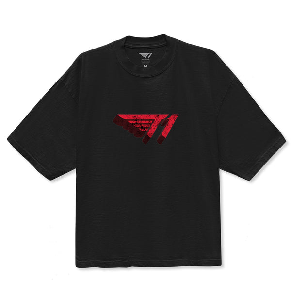 T1 3D Drop Shoulder T-Shirt- Black
