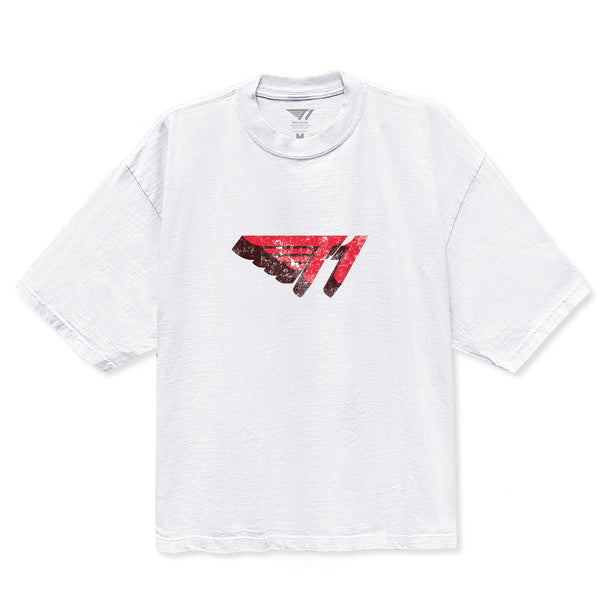 T1 3D Drop Shoulder T-Shirt- White
