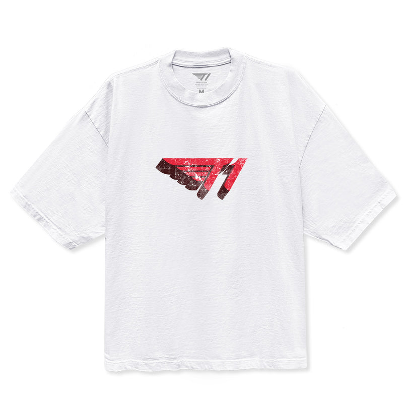 T1 3D Drop Shoulder T-Shirt- White