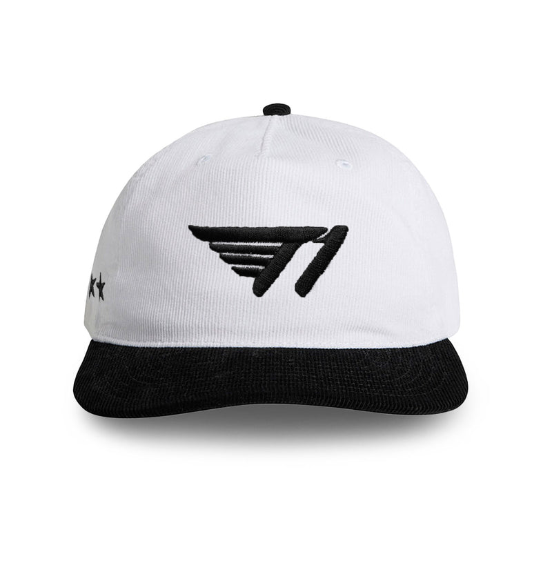 T1 Five-Time Champions Corduroy Cap - White/Black