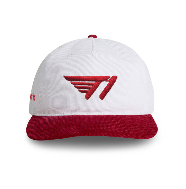 T1 Five-Time Champions Corduroy Cap - White/Red