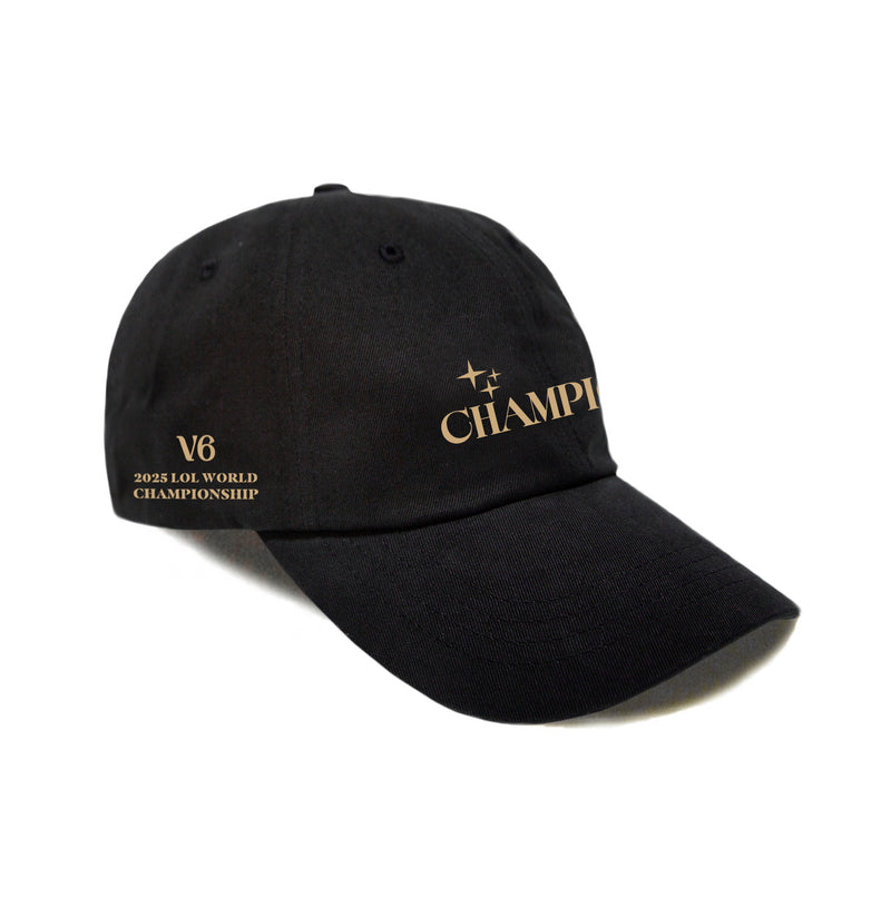 T1 2025 World Champions V6 Dad Hat - Black