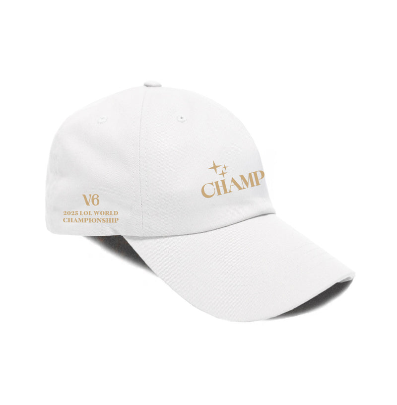 T1 2025 World Champions V6 Dad Hat - White