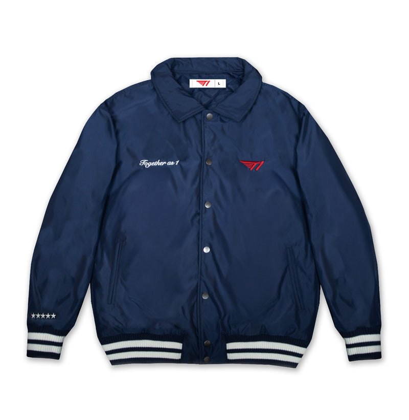 T1 Together As 1 Varsity Jacket- Navy