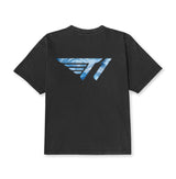 T1 Logo Tee_Blue Wave on Black