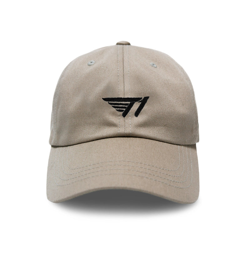 T1 Dad Hat_Black on Khaki