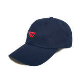 T1 Dad Hat_Red on Navy
