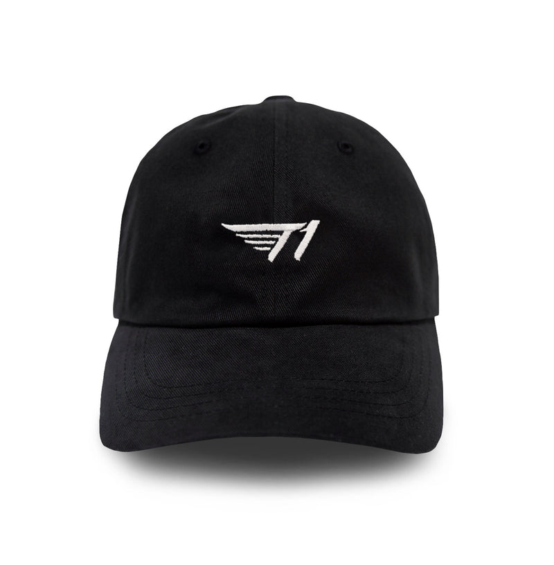 T1 Dad Hat_White on Black