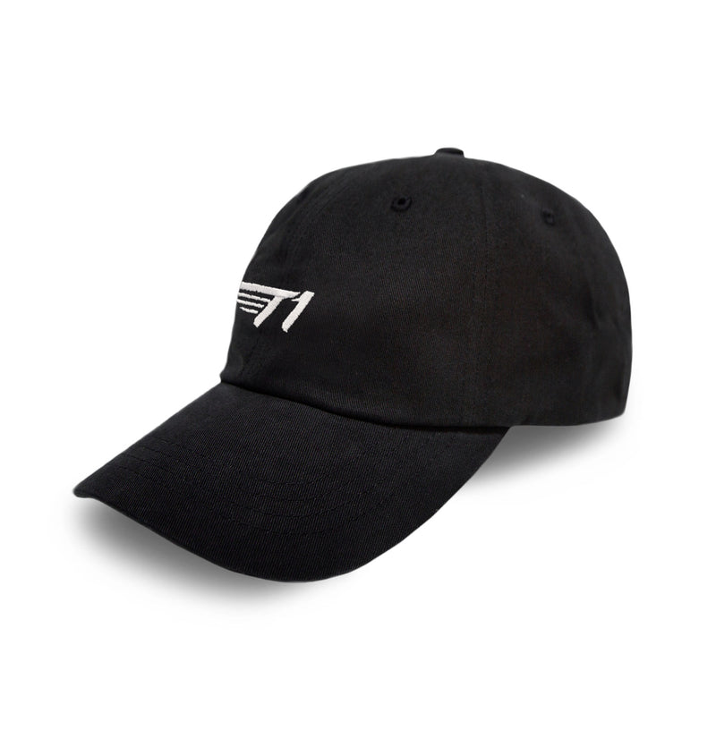 T1 Dad Hat_White on Black